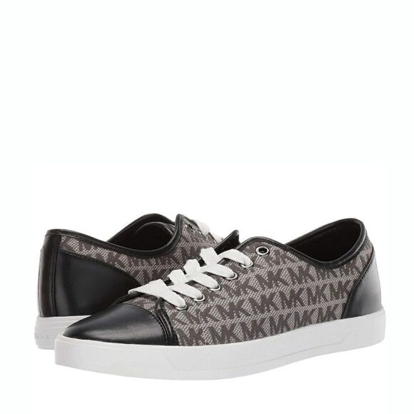 New! MICHAEL KORS Women's MK Logo City Sneakers Shoes Laceup Size 7.5 Graphite - Picture 1 of 8